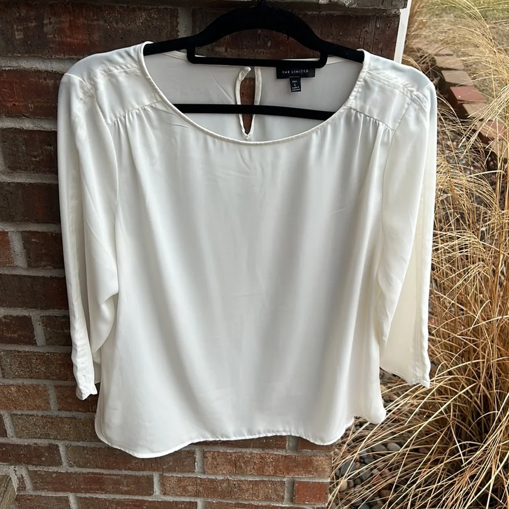The Limited Ladies L Tall Cream Sheer Blouse